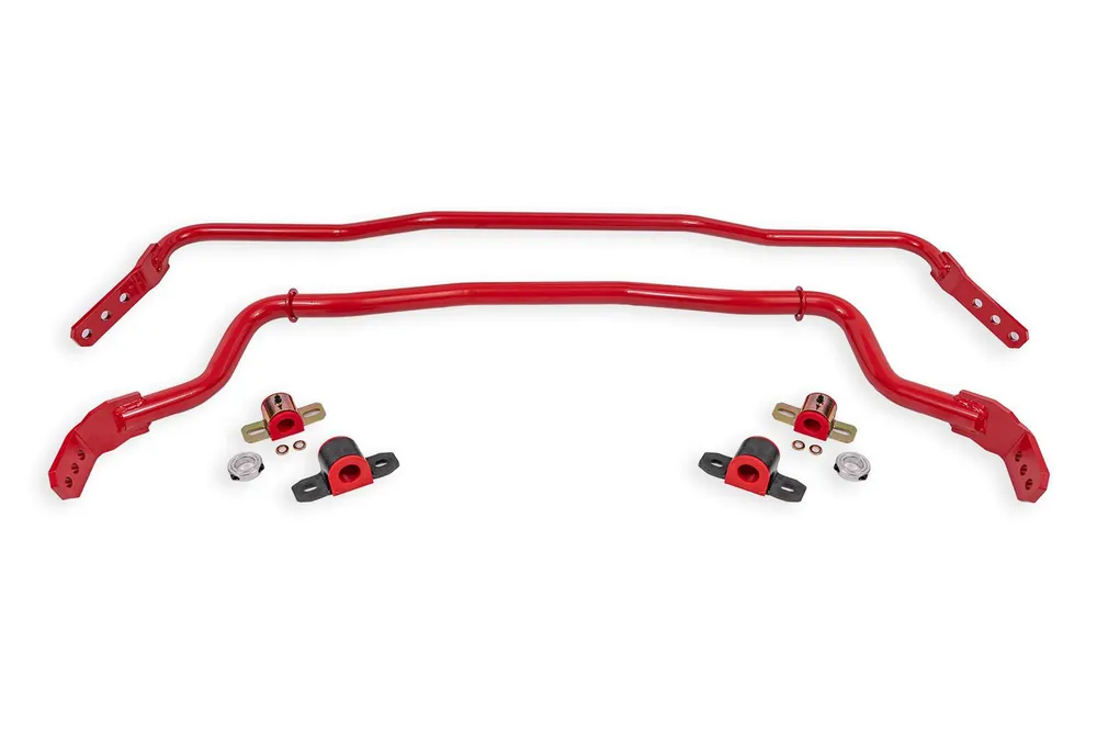 Same Day Shipping BMR Adjustable 35mm Front & 25mm Rear Sway Bar Kit w/ Bushings, Red :: 2015-2026 Ford Mustang