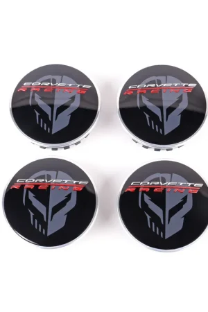Chevrolet Center Caps w/ Jake Logo, Black, Set of 4 :: 2005-2026 Corvette Modern
