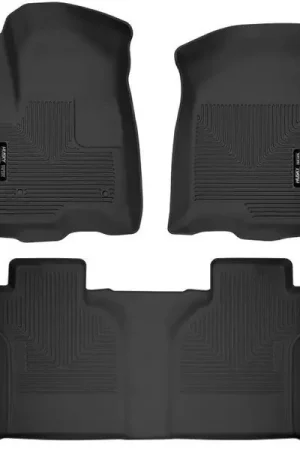Best Choice Husky Liners X-Act Contour Front & 2nd Seat Rear Floor Liners (Full Coverage), Black :: 2019-2025 Silverado & GMC Sierra 1500 Crew Cab w/ storage box