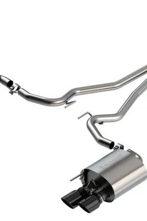 Borla 2.25" S-Type Cat-Back Exhaust System w/ 4" Quad Black Chrome Tips :: 2019-2023 Ford Mustang EcoBoost w/ Active Exhaust Today Only