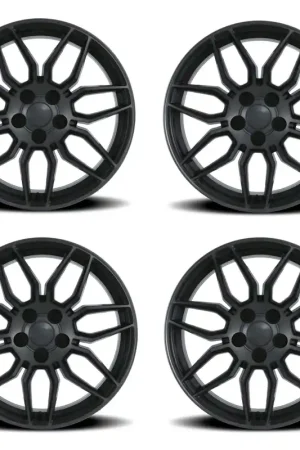 FR 401F C8 Z06 Replica Wheel Set, Titanium Machined Face w\\Dark Clear Coat, 19x8.5 & 20x10 :: 2005-2019 Corvette Stingray Popular