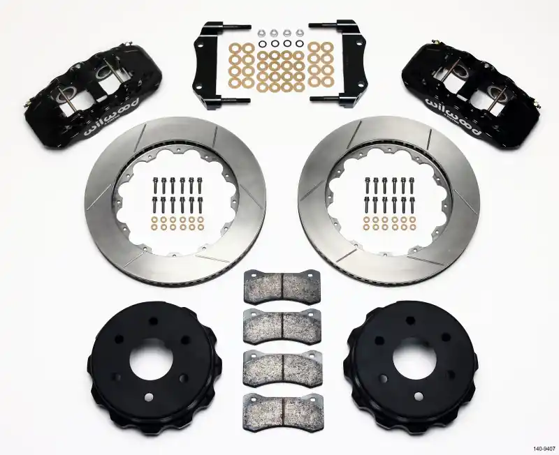 No Minimum Order Wilwood AERO4 Front 14.25" Big Brake Kit w/ Slotted Rotors & 4 Piston Black Calipers :: 2014-2018 Silverado & GMC Sierra 1500