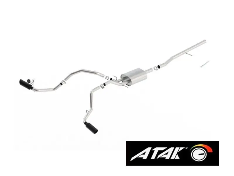 Best Choice Borla 2.75" ATAK Cat-Back Single Exhaust w/ Dual Side Exit, 4" Black Chrome Tips :: 2014-2018 Silverado & GMC Sierra 1500 5.3L Extended Cab Standard Bed, Crew Cab Short Bed