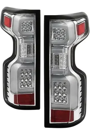 Buy Direct Spyder LED Tail Lights, Clear Lens and Chrome Housing :: 2019-2021 Silverado 1500 w/ Factory Halogen Bulbs