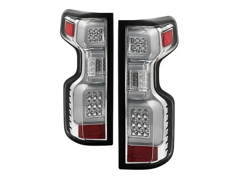 Buy Direct Spyder LED Tail Lights, Clear Lens and Chrome Housing :: 2019-2021 Silverado 1500 w/ Factory Halogen Bulbs