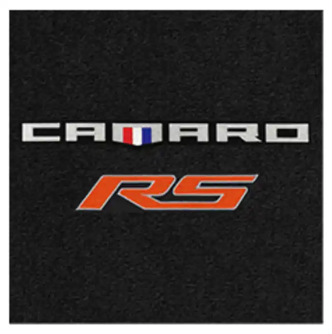 Lloyd Ultimat Trunk Mat, Black Mat w/ Orange Camaro RS Logo :: 2016-2024 Camaro Convertible Deal