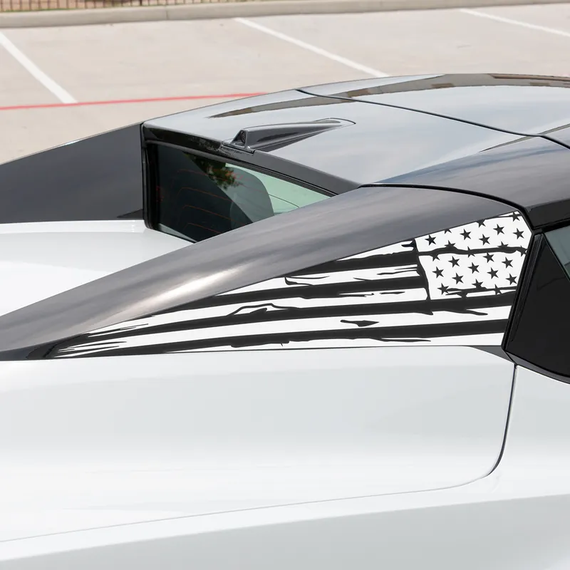 Sale Phastek Distressed American Flag Side Panel Decal, Various Colors :: 2020-2026 C8 Corvette Convertible