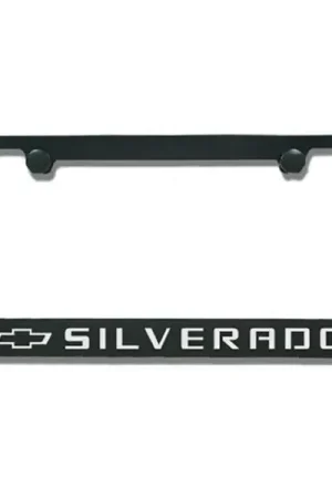 Elite "Silverado" and Bowtie Logo License Plate Frame, Black :: 2014-2025 Silverado Crafted