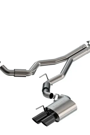 Borla 3" S-Type Cat-Back Exhaust System w/ 4" Quad Black Chrome Tips :: 2024-2026 Ford Mustang GT w/ Non-Active Exhaust Trusted Brand