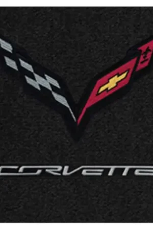 Lloyd 2pc Ultimat Floor Mats, Black w/ Black C7 Corvette Flag & "Corvette" Logo :: 2014-2019 C7 Corvette Modern