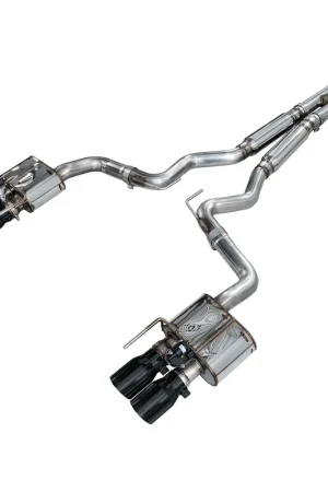 AWE SwitchPath 3" Cat-Back Exhaust System w/4" Quad Diamond Black Tips :: 2018-2023 Ford Mustang GT Best Choice
