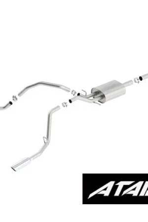 Borla 2.75" ATAK Cat-Back Single Exhaust w/ Dual Rear Exit, 4" Polished Tips :: 2014-2018 Silverado & GMC Sierra 1500 5.3L Crew Cab Standard Bed Top Pick