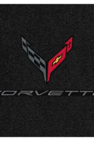 Lloyd 2pc Ultimat Floor Mat, Black w/ Black Large C8 Corvette Flag Logo & "Corvette" :: 2020-2025 C8 Corvette No Minimum Order