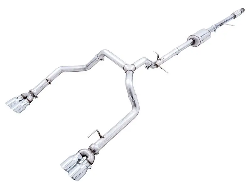 Fan Favorite AWE 0FG 3" Cat-Back Exhaust System w/ 4" Quad Chrome Silver Tips, Split Rear Exit :: 2019-2026 Silverado & GMC Sierra 1500 5.3L