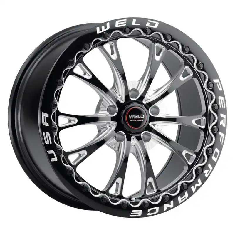 Weld S908 Belmont Beadlock, 17x10, Gloss Milled Black :: 2010-2024 Camaro & 2009-2019 Cadillac CTS-V Modern
