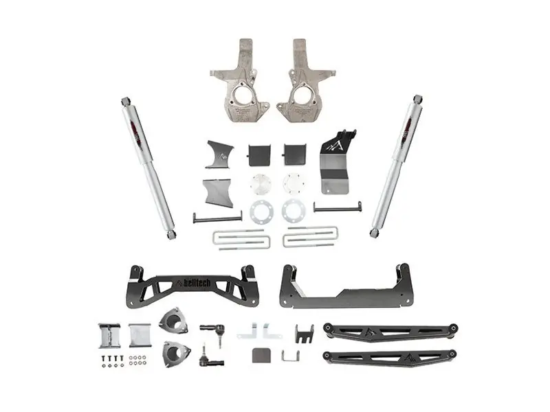 Belltech Lift Kit with Rear Trail Performance Shocks, 7" Front / 5" Rear :: 2016-2018 Silverado & GMC Sierra 1500 Extended or Crew Cab Free Returns