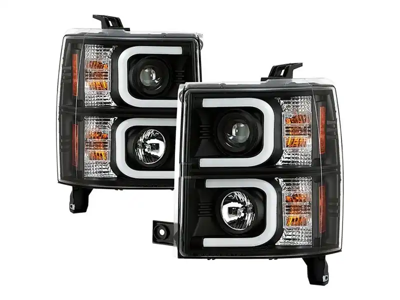 Big Sale Spyder Signature Series Projector Headlights w/ CCFL Light Bar, Black :: 2014-2015 Silverado 1500