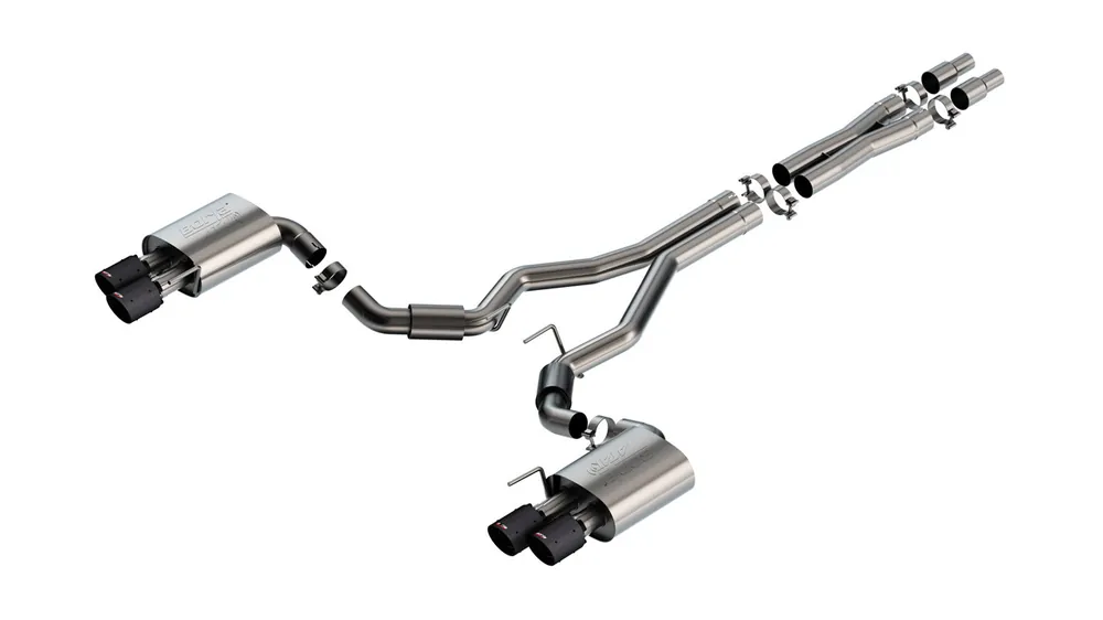 Certified Borla 3" ATAK Cat-Back Exhaust System w/ 4" Quad Carbon Fiber Tips :: 2024-2026 Ford Mustang GT w/ Non-Active Exhaust