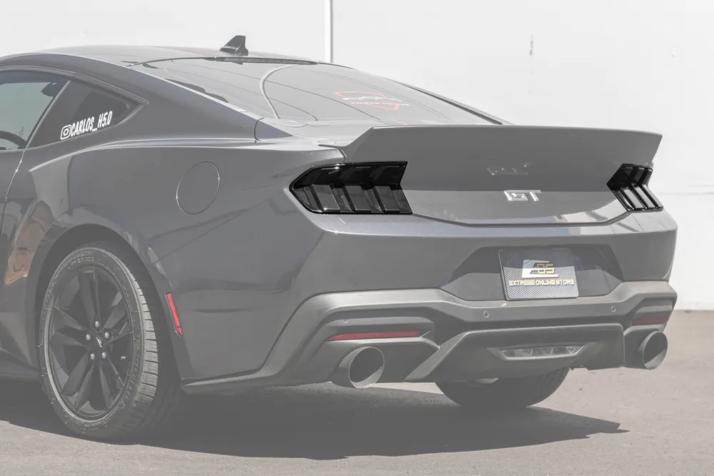 S650 Mustang Rear Tail Light Bezel Covers, Smoked :: 2024-2026 Ford Mustang Money Back Guarantee