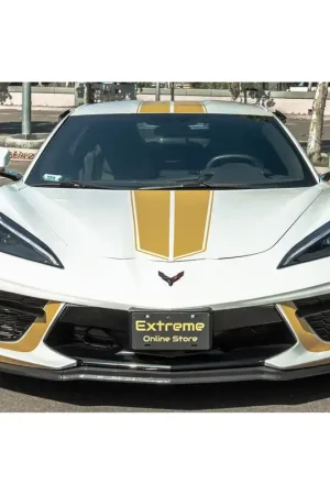 Top Pick C8 Corvette Z51-Style 3-Piece Front Splitter, Hydro-Dipped Carbon Fiber :: 2020-2026 C8 Corvette Stingray & Z51