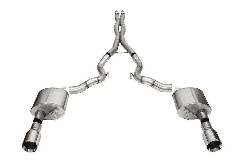 Corsa 3" Xtreme Cat-Back Exhaust w/ 4.5" Dual Polished Straight Cut Tips :: 2024-2026 Ford Mustang GT Convertible w/ Non-Active Exhaust Get Yours