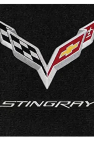 Weekend Sale Lloyd 2pc Ultimat Floor Mats, Black w/ Silver C7 Corvette Flag & "Stingray" Logo :: 2014-2019 C7 Corvette