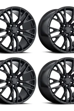 Hassle-Free Returns FR 22 Z06 Replica Wheel Set, Gloss Black, 19x10 & 20x12 :: 2006-2019 Corvette ZR1, Z06 & Grand Sport