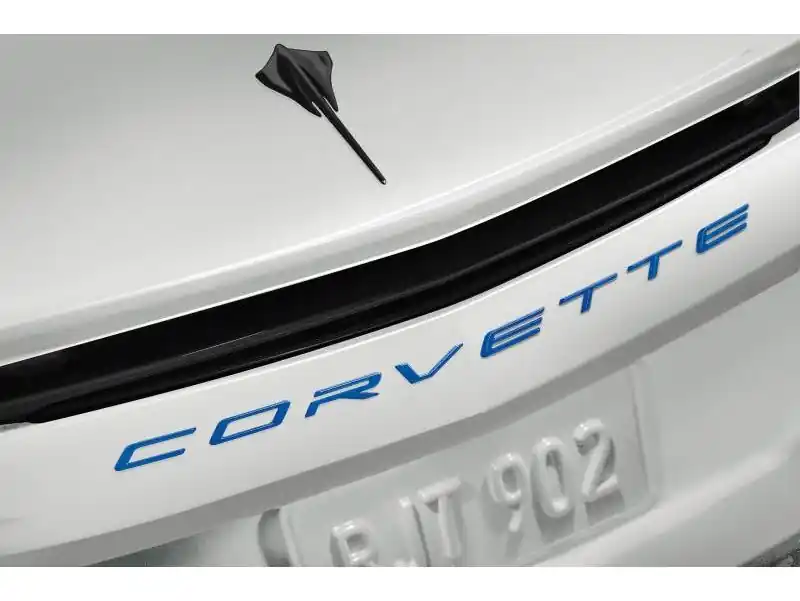 Price Drop Chevrolet Script Rear Emblem, Elkhart Lake Blue Metallic :: 2020-2025 C8 Corvette Stingray