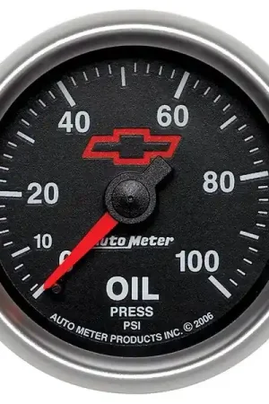 Autometer Oil Pressure Gauge, Red Bowtie, 2 1/16", 0-100psi :: Popular
