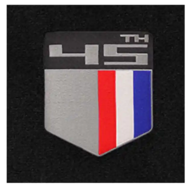 Lloyd 2pc Ultimat Front Floor Mats, Black Mats w/ Camaro 45th Anniversary Shield Logo :: 2010-2015 Camaro Handmade