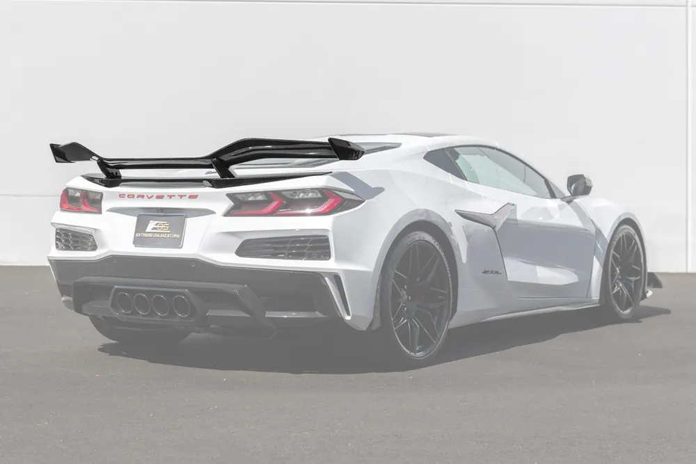 C8 Corvette Z06 Style Rear High Wing Spoiler & Trunk Lid Panel, Carbon Fiber :: 2023-2026 C8 Corvette Z06 & E-Ray Reduced Price