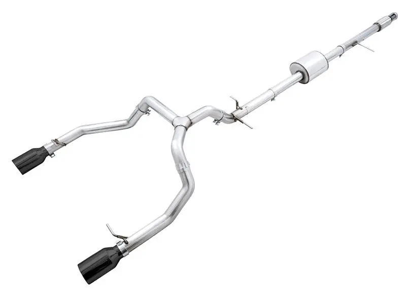AWE 0FG 3" Cat-Back Exhaust System w/ 5" Dual Diamond Black Tips, Split Rear Exit :: 2019-2026 Silverado & GMC Sierra 1500 5.3L Worldwide Shipping