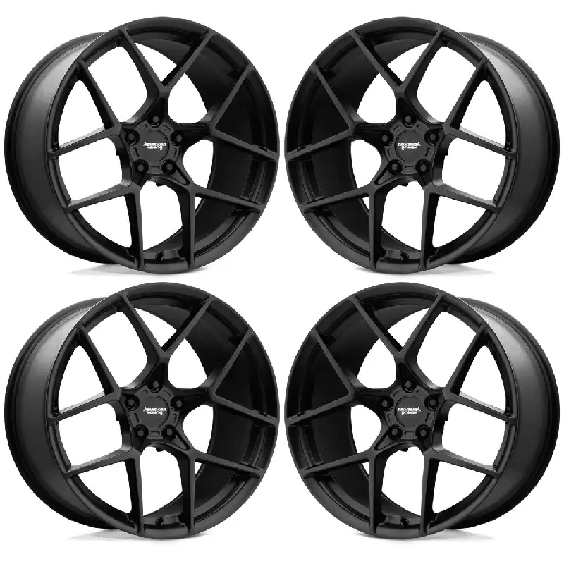 American Racing Crossfire Wheel Set, Satin Black, 18x8.5/19x10 :: 2005-2019 Corvette Base, Stingray & Z51 Premium