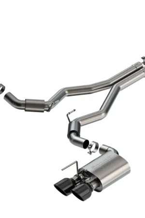 Borla 3" S-Type Cat-Back Exhaust System w/ 5" Quad Black Chrome Tips :: 2024-2026 Ford Mustang Dark Horse w/ Active Exhaust Hot Picks