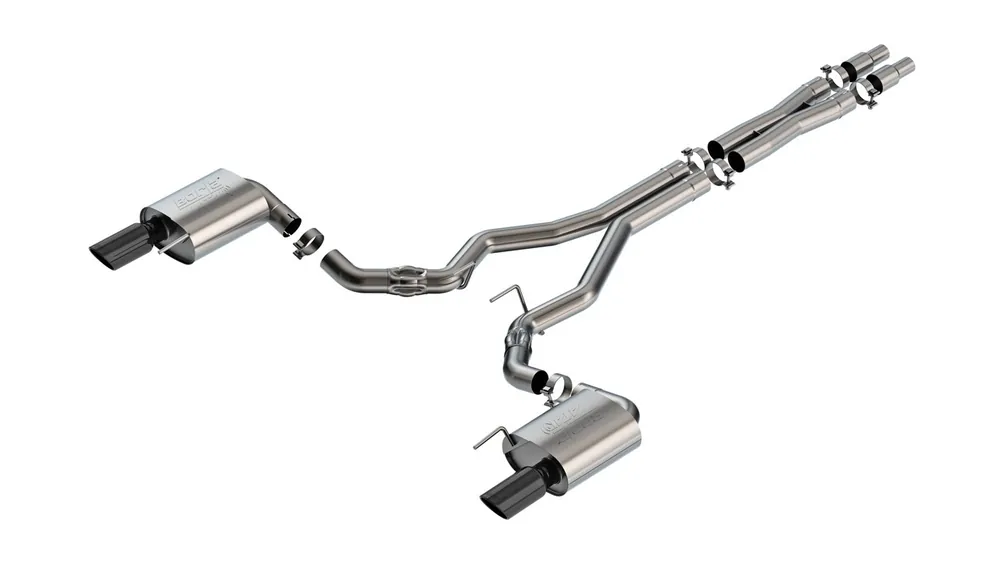Modern Borla 3" ATAK Cat-Back Exhaust System w/ 4" Dual Black Chrome Tips :: 2024-2026 Ford Mustang GT w/ Non-Active Exhaust