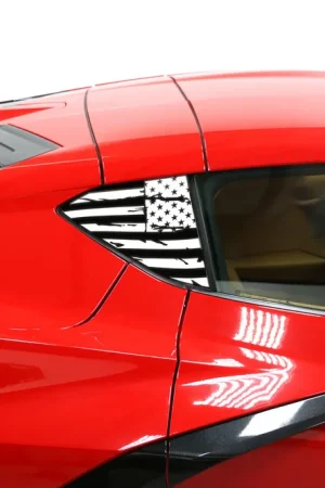 Order Now Phastek Distressed American Flag Side Window Decal, Various Colors :: 2020-2026 C8 Corvette Coupe