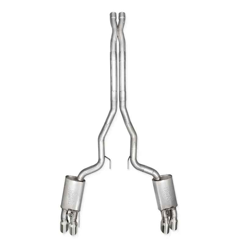 Bargain Stainless Works 3" Legend Cat-Back Exhaust w/ X-Pipe & Quad Tips, Factory Connect :: 2024-2026 Mustang GT & Dark Horse w/ Active Exhaust