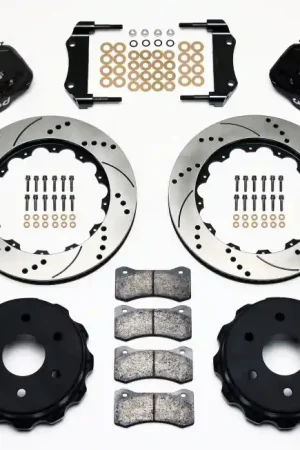 Big Sale Wilwood AERO4 Front 14.25" Big Brake Kit w/ Drilled & Slotted Rotors & 4 Piston Black Calipers :: 2014-2018 Silverado & GMC Sierra 1500