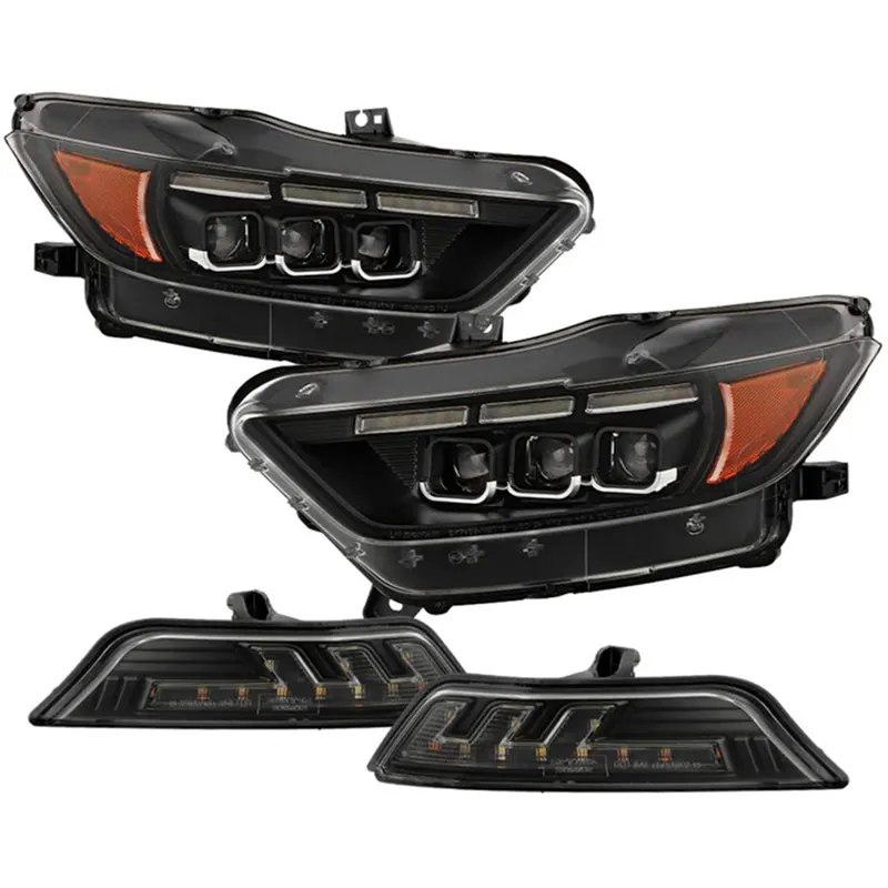 Free Returns Spyder Apex Series Sequential LED Headlights w/ Bumper Lights, Clear Lens :: 2015-2017 Ford Mustang