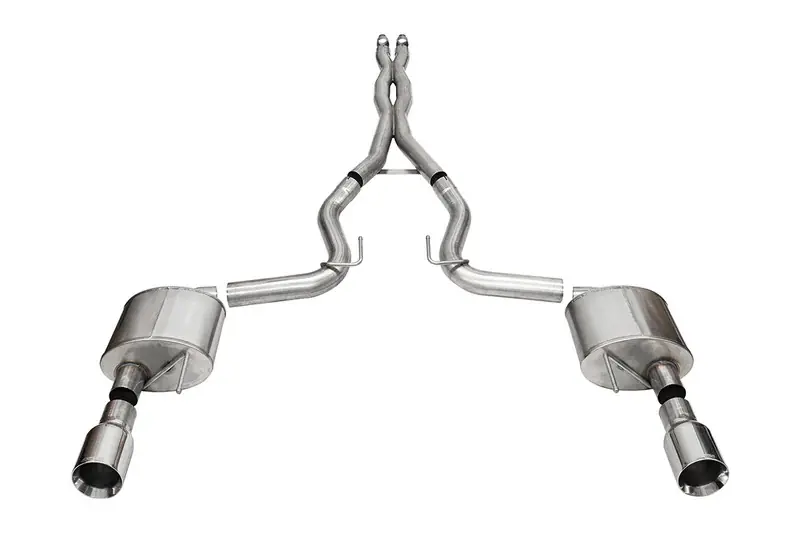 Corsa 3" Xtreme Cat-Back Exhaust w/ 4.5" Dual Polished Straight Cut Tips :: 2024-2026 Ford Mustang GT w/ Non-Active Exhaust Budget