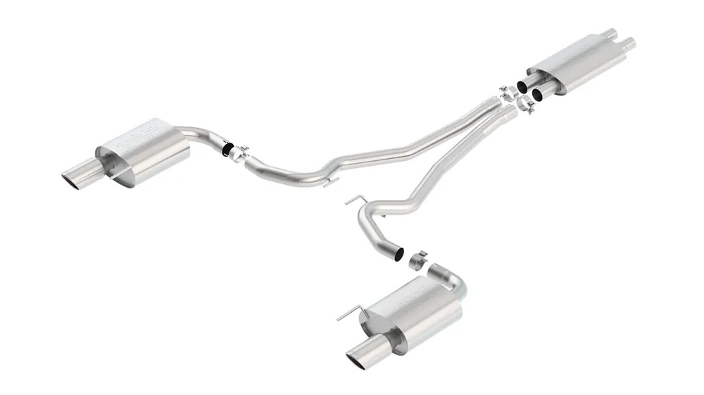Borla 2.5" Touring Cat-Back Exhaust System w/ 4" Dual Polished Tips :: 2015-2017 Ford Mustang GT Warranty Included