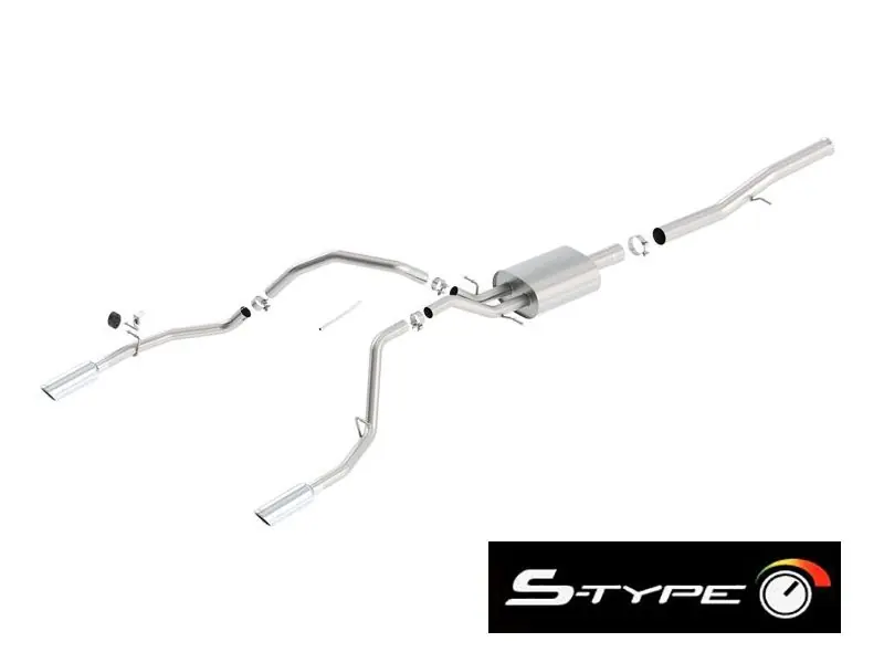Borla 3.5" S-Type Cat-Back Single Exhaust w/ Dual Rear Exit, 4" Polished Tips :: 2014-2018 Silverado & GMC Sierra 1500 6.2L Extended Cab Standard Bed, Crew Cab Short Bed Popular