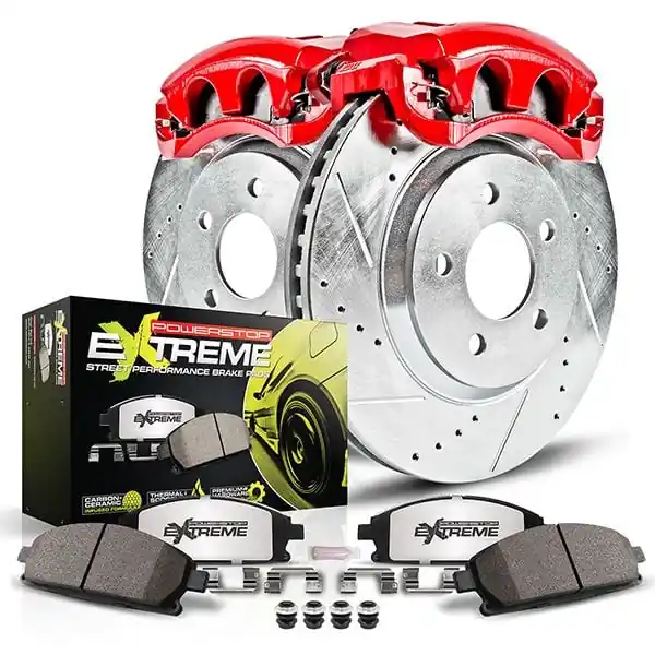 Holiday Sale PowerStop Z26 Street Warrior Front Brake Kit w/ Calipers :: 2015-2019 Ford Mustang V6 & EcoBoost w/ 2 Piston Front Calipers