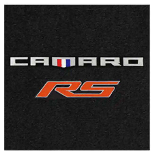 Editor’s Pick Lloyd 2pc Front Ultimat Floor Mats, Black Mats w/ Orange Camaro RS Logo :: 2016-2024 Camaro