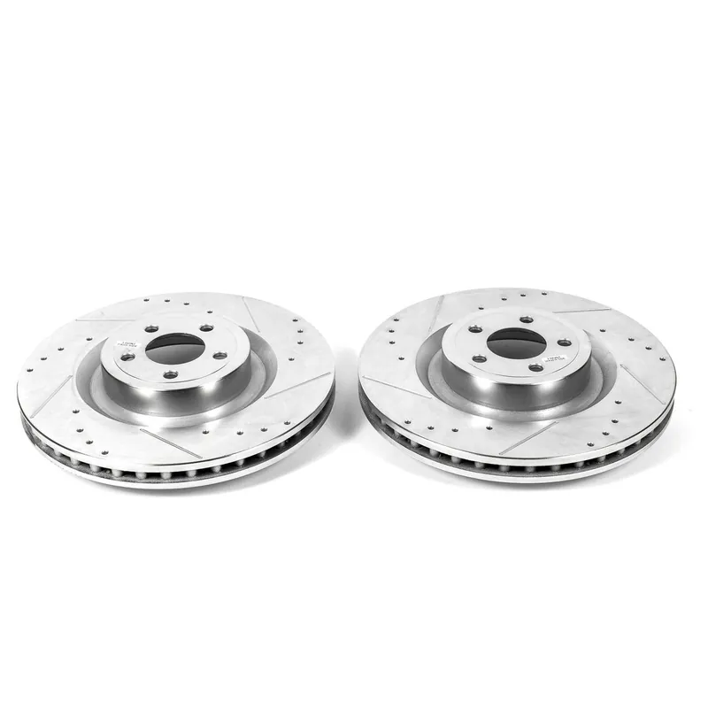 Fan Favorite PowerStop Evolution Drilled, Slotted & Zinc Plated Front Rotors :: 2015-2023 Ford Mustang GT & Mach 1 w/ 6 Piston Front Calipers