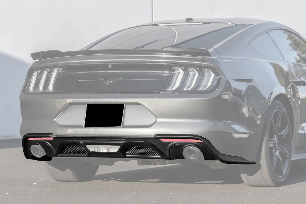 Hot Picks S550 Mustang GT350-Style Rear Bumper Diffuser, Matte Black :: 2018-2023 Ford Mustang w/ Dual Tip Exhaust