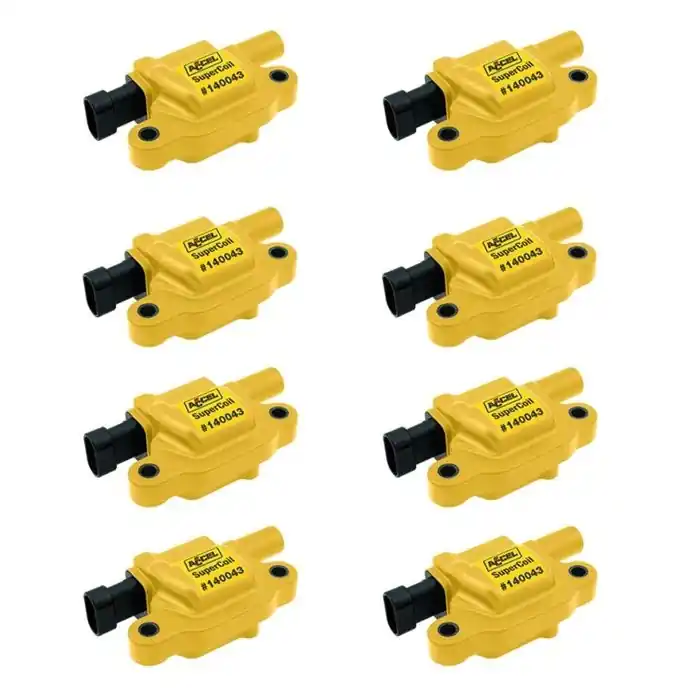 Buy Direct ACCEL SuperCoil Ignition Coils, Yellow, Set of 8 :: 2010-2015 Camaro SS, ZL1, & Z28