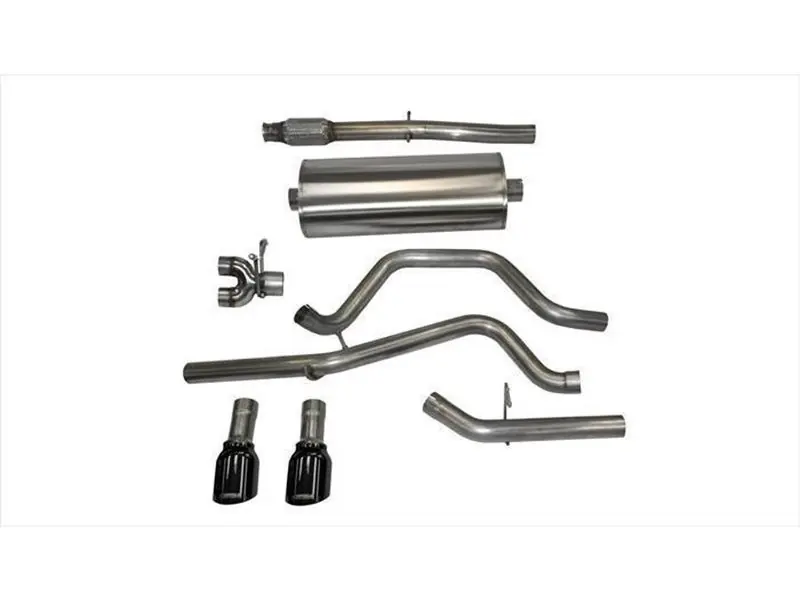 Must Have Corsa Sport 3" Cat-Back Exhaust System w/Dual Rear Exit, Single 4" Black Tips :: 2014-2018 Silverado & GMC Sierra 1500 5.3L