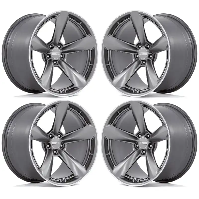 American Racing TTF Wheel Set, Matte Anthracite w/Machined Lip, 20x9.5/20x11 :: 2015-2025 Ford Mustang Modern