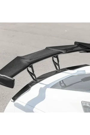 Viral C7 Corvette ZR1-Style Carbon Fiber High Wing Spoiler w/ Carbon Fiber Wing Riser :: 2014-2019 Corvette Grand Sport & Z06